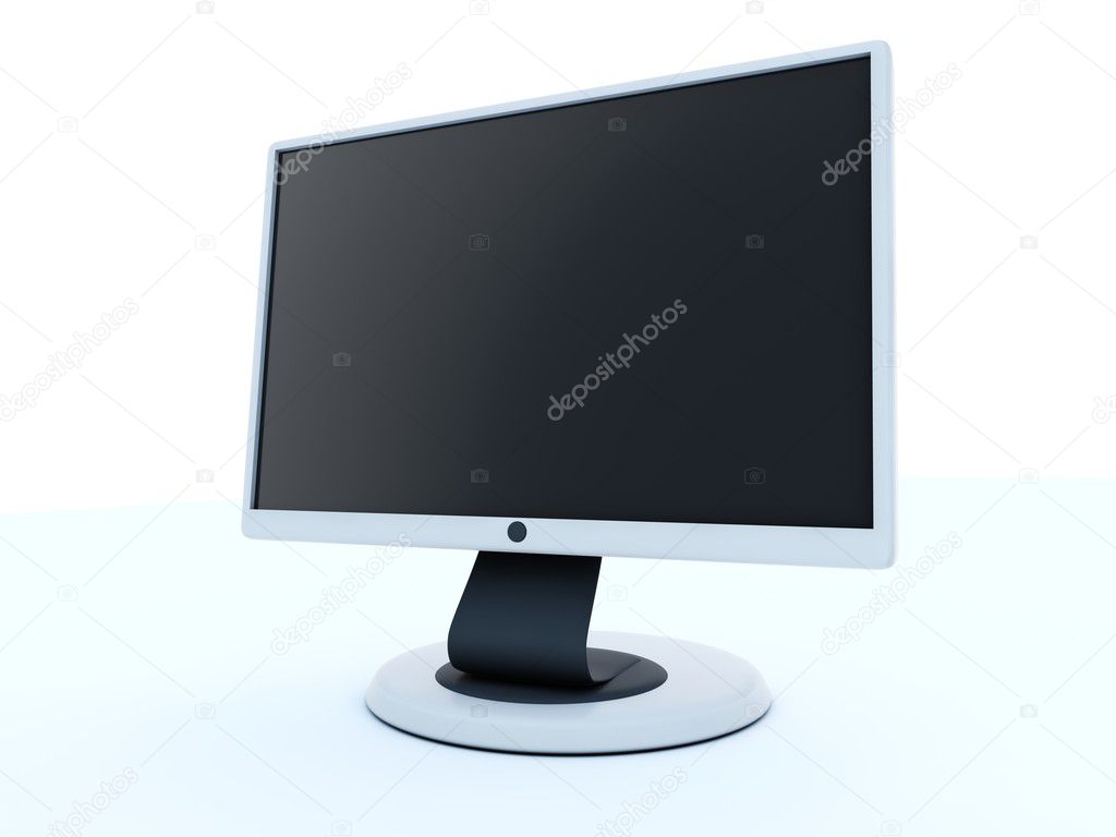 3d render of flat LCD monitor