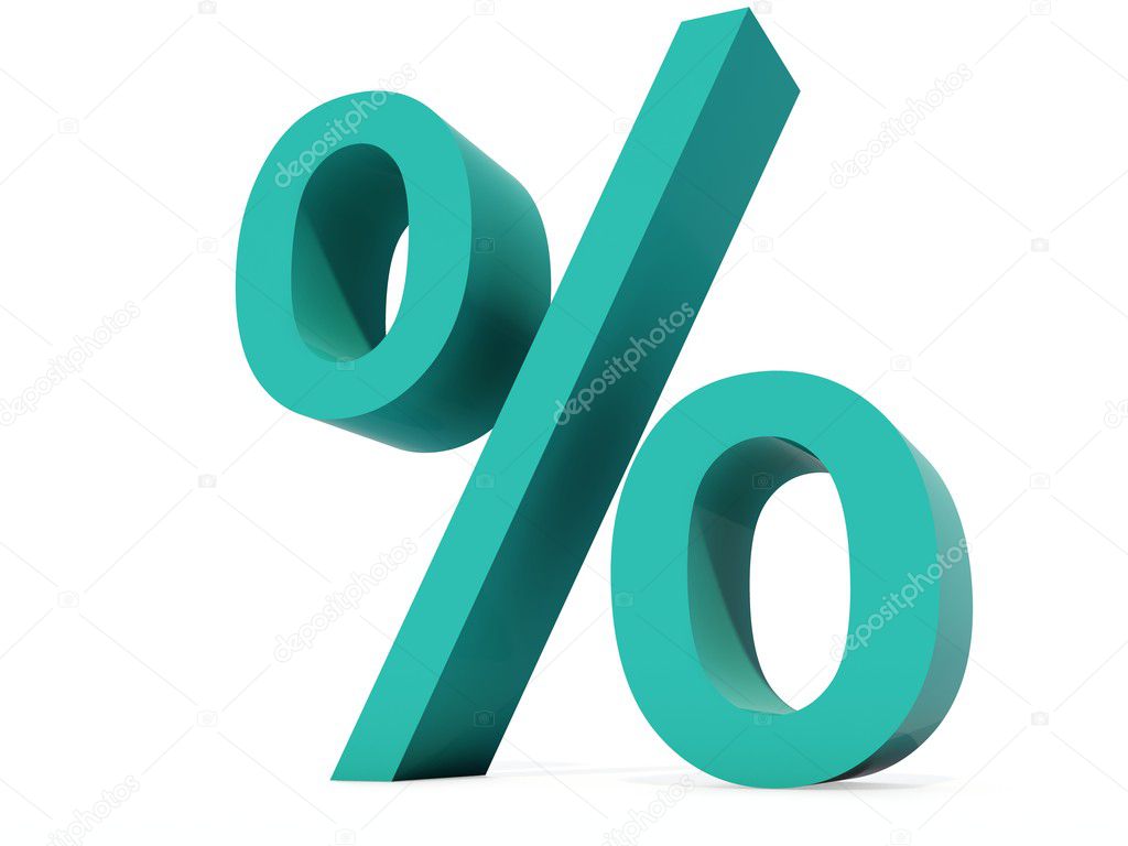 Percent symbol isolated on white backgro