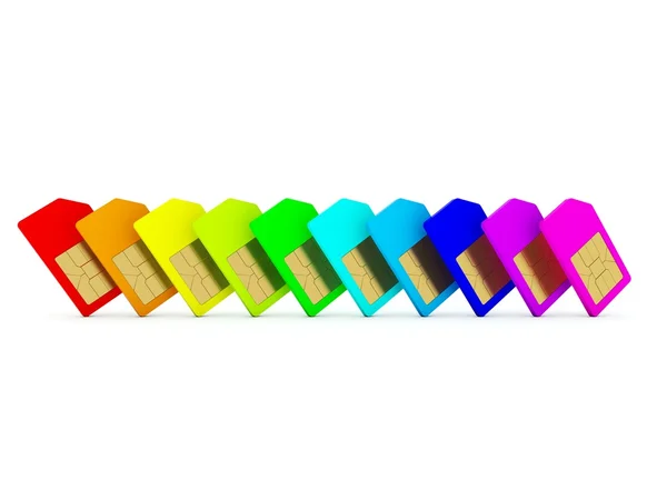 Χρωματιστά sim κάρτα — Φωτογραφία Αρχείου