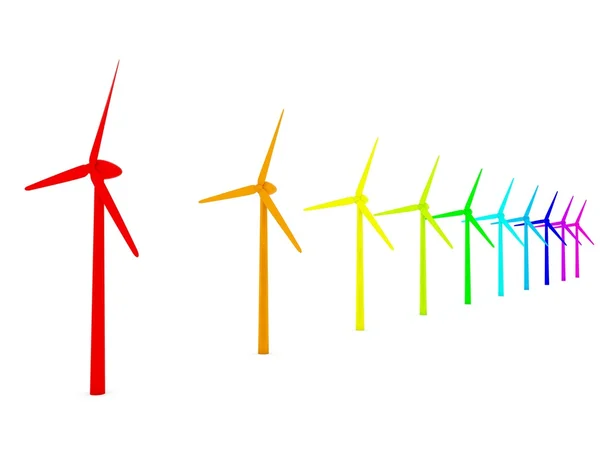 Colored wind turbines — Stock Photo, Image