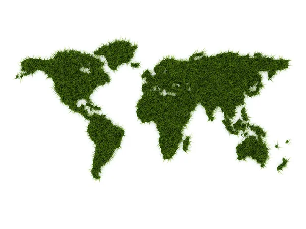 Mapa světa od zelené trávy — Stock fotografie