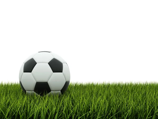 Fútbol blanco y negro sobre hierba Imagen de stock