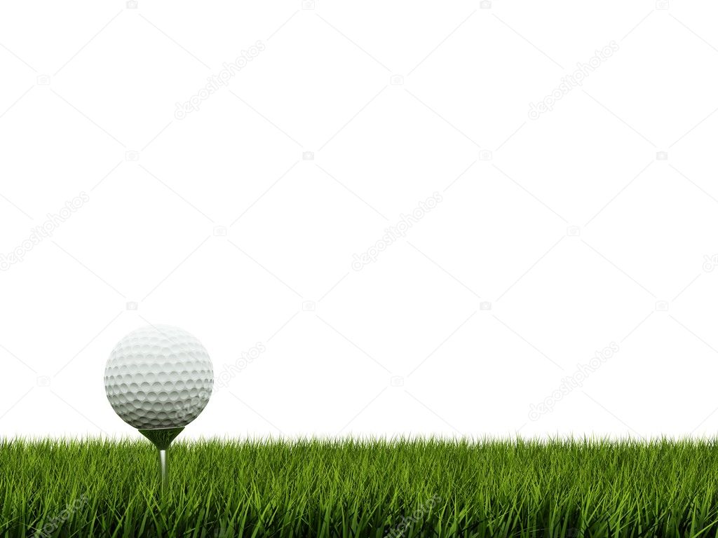 Golf ball ower green grass