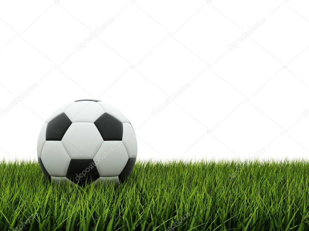 white football on grass ⬇ Stock Photo 