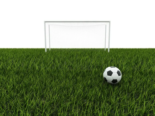 Yeşil çimenlerin üzerinde futbol — Stok fotoğraf