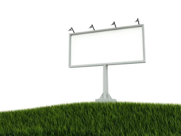 Emty billboard on green grass — Stock Photo, Image
