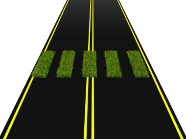 Road with pedestrian crossing from grass clipart