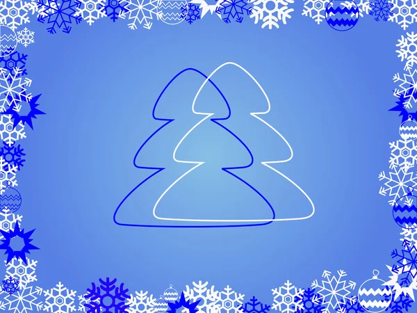 Arbre de Noël et flocons de neige — Image vectorielle
