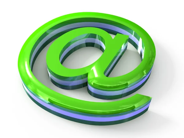 E-mail zielony znak na białym tle — Zdjęcie stockowe