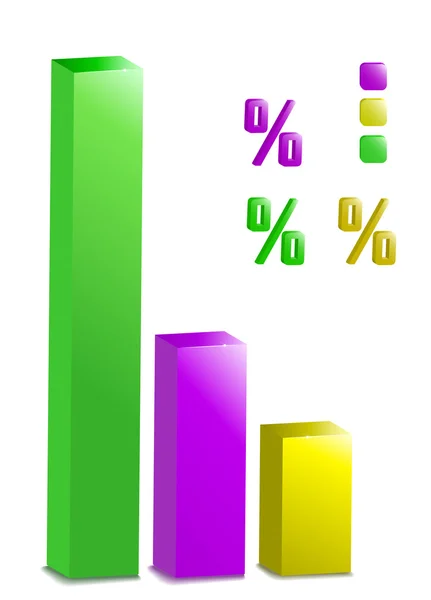 Graph bar with percent signs — Stock Vector