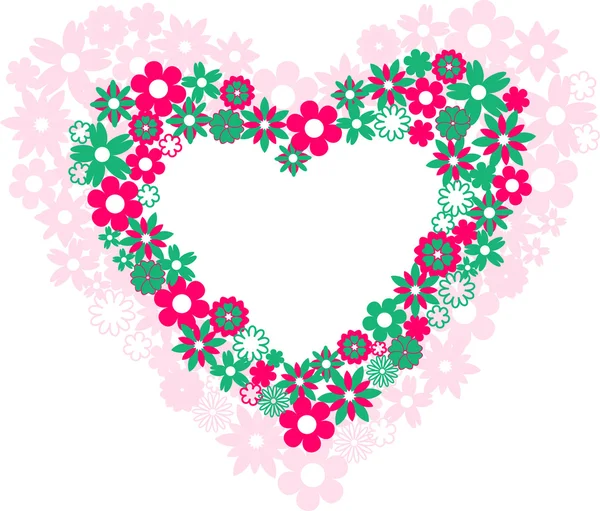Deux cœurs remplis de fleurs — Image vectorielle