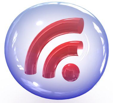 parlak baloncuk içinde 3D rss simgesi