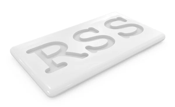 3D εικονίδιο rss λευκό — Φωτογραφία Αρχείου