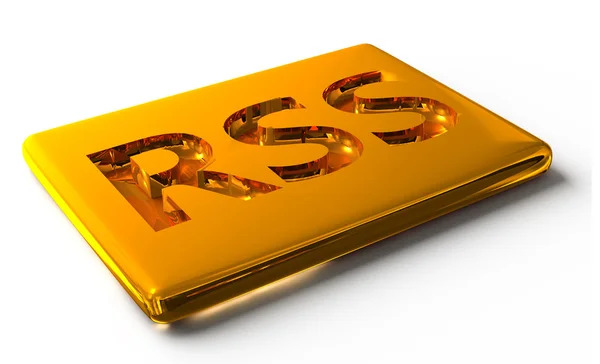 3D arany rss-ikonra. — Stock Fotó