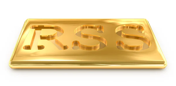 3D rss guldtacka ikonen — Stockfoto