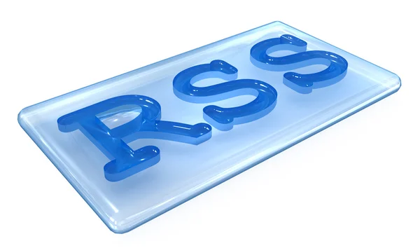 3d rss transparent blue ingot icon — Stock Photo, Image