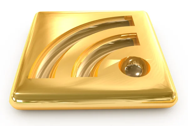 3d rss gold ingot icon — Stock Photo, Image