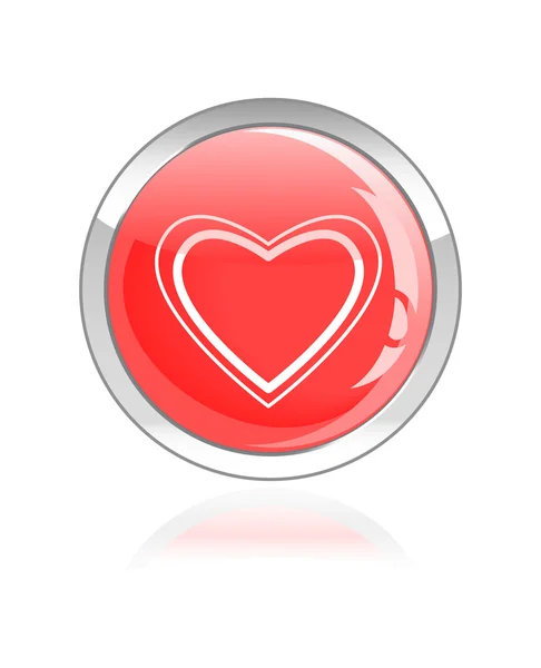 Coeur icône brillante bouton — Image vectorielle
