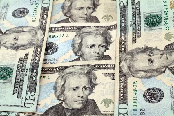 Andrew Jackson twenty dollar bills — Stock Photo, Image