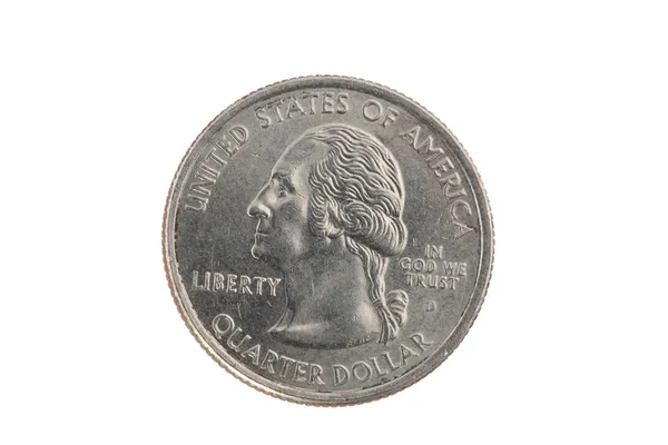 Closeup of US Quarter Coin Heads Stock Photo
