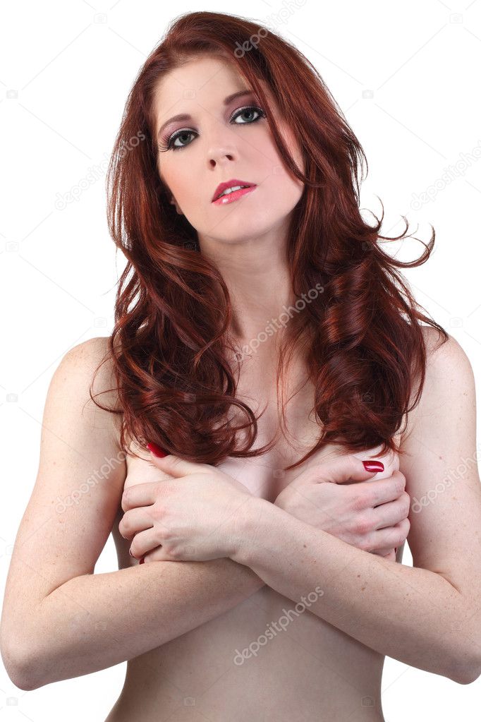 Attractive redhead implied nude