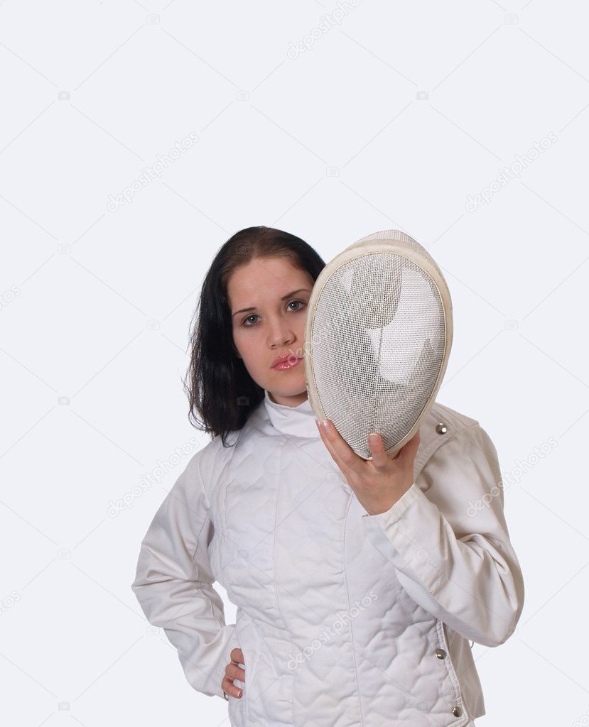 Young woman in fencing mask — Stock Photo © jeffwqc #2145422