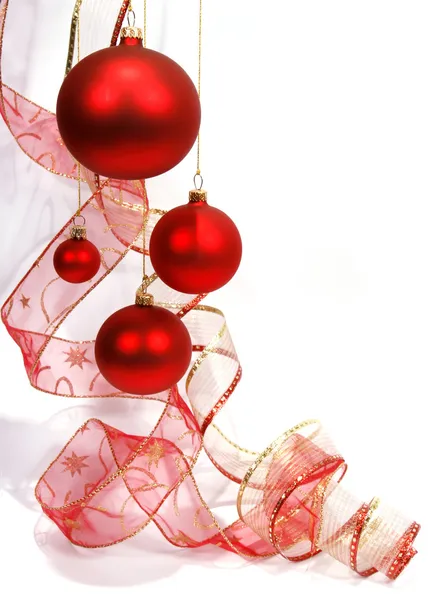 Bolas de vidrio rojo de Navidad —  Fotos de Stock