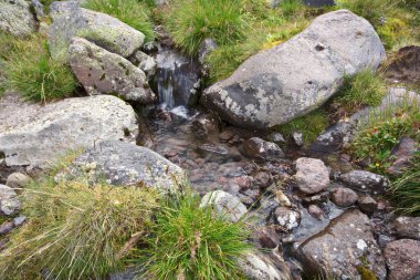 Spring with, transparent water, stones clipart