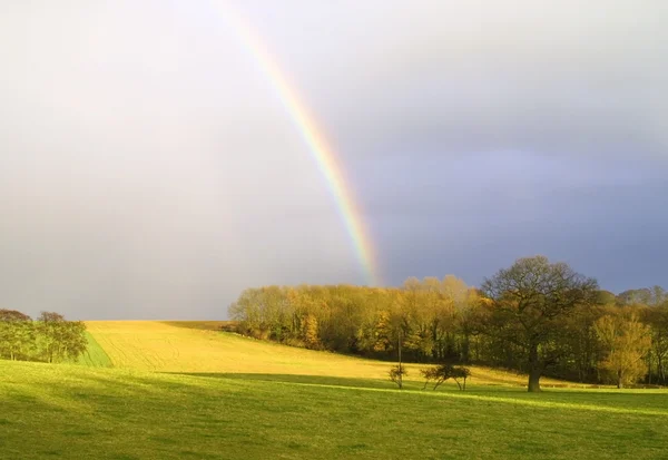 Regenboog in platteland — Stockfoto