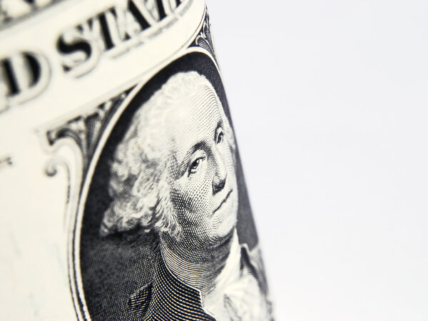 US dollars focused on President Washington over white
