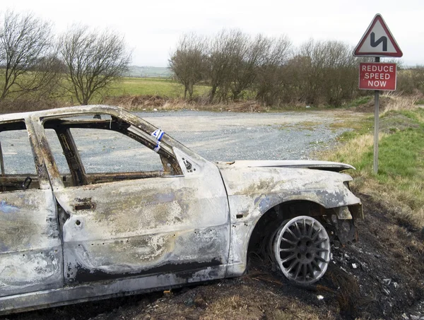 stock image Burnt out car