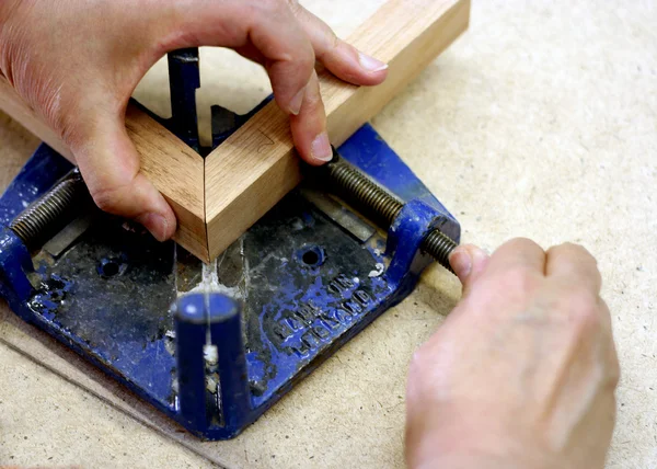 Joining wood corner piece — Stock Photo, Image