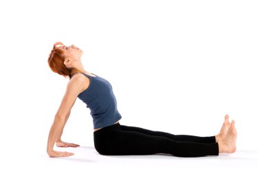 Woman doing Back Stretching Exercise clipart