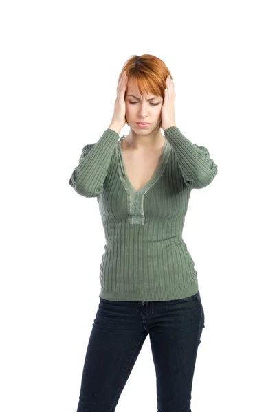Donna con mal di testa — Foto Stock