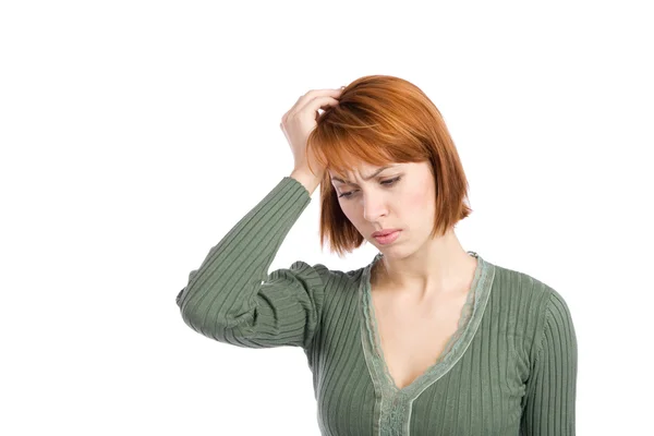 Kobieta z migrenowy ból głowy — Zdjęcie stockowe