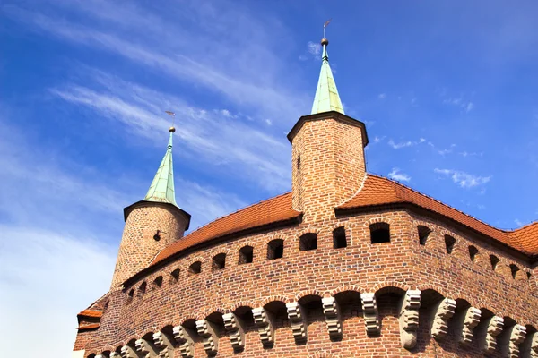Stor barbican befästning i Krakow — Stockfoto