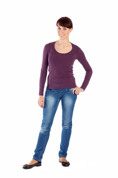 Fullbody Young Woman in Relaxed Pose — Stock Photo, Image