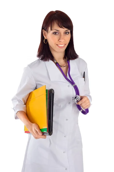 Friendly Female Doctor with Stethoscope — Stock Photo, Image