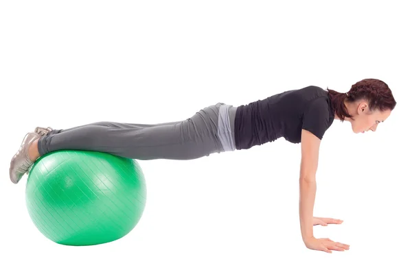 Pushup Exercise with Gym Ball — Stock Photo, Image