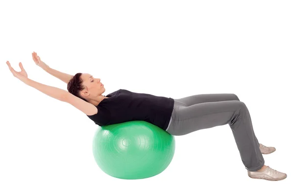 Mulher fazendo exercícios abdominais de alongamento — Fotografia de Stock