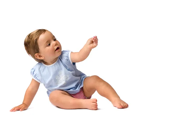 Baby Girl in Hold Something Pose — Stock Photo, Image