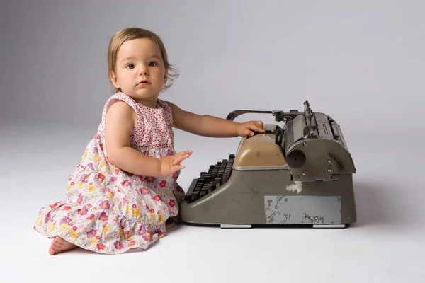 Baby Girl with an Antique Toy — Stock Photo, Image