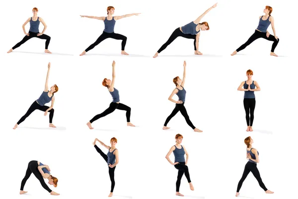 健身女人在站立瑜伽姿势 — 图库照片