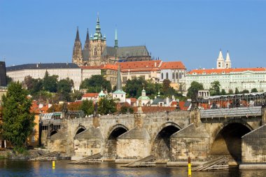 Prague Castle and Charles Bridge clipart