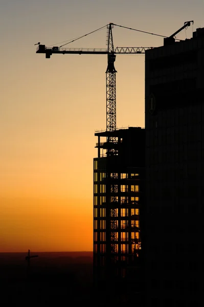 Západ slunce na staveništi — Stock fotografie