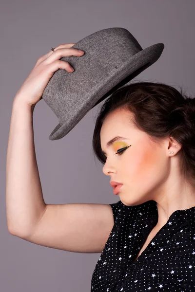 Young Woman with a Hat — Stock Photo, Image