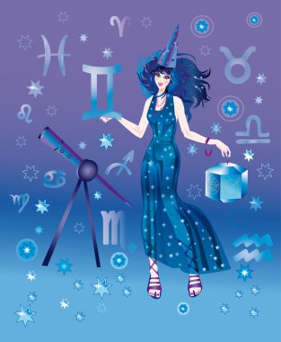 Girl-astrologer clipart