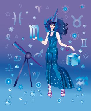 Girl with sign of zodiac of Scorpio clipart