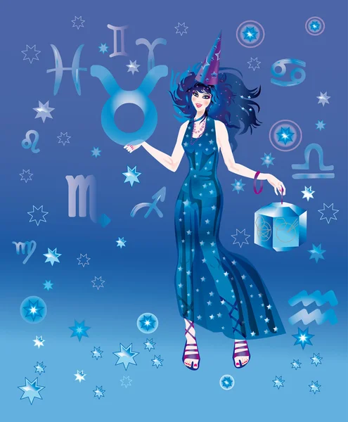 Menina-astrólogo — Fotografia de Stock