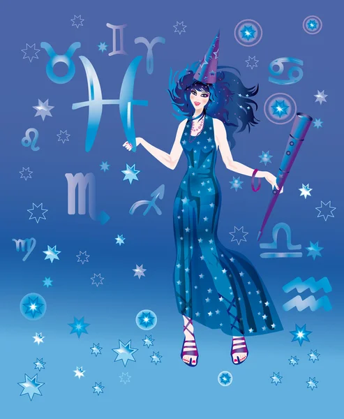 Menina-astrólogo — Fotografia de Stock